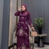 Setelan Tunik Bordir Mawar Royal Maroon Elegan – Baju Muslim Wanita Premium